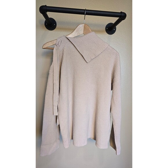 All Saints sura tie neck jumper wool blend sweater light pink women's size XS - Picture 4 of 11